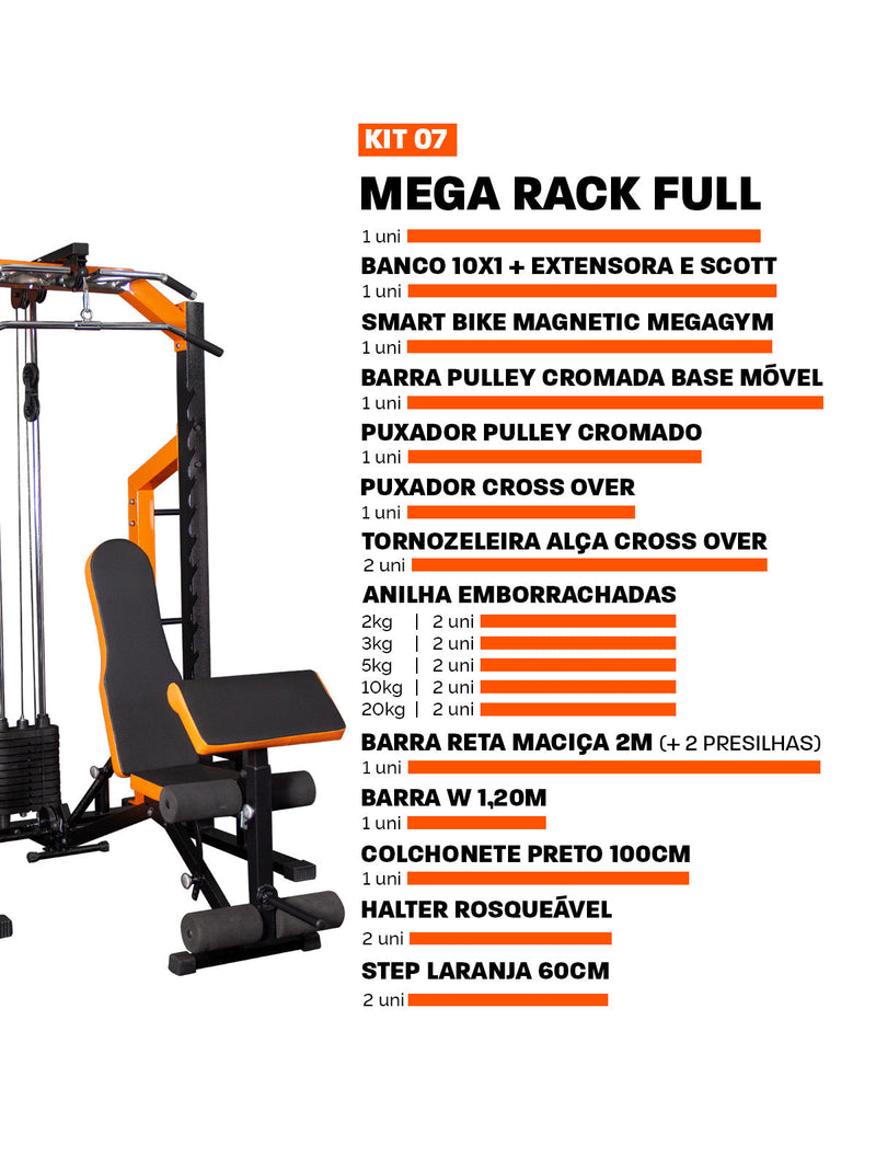 Kit 07 Estação De Musculação Mega Rack Full
