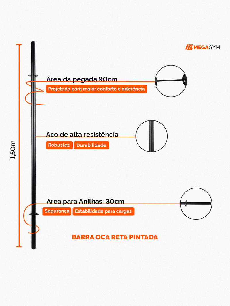 Barra Reta Oca Cromada 25,40mm