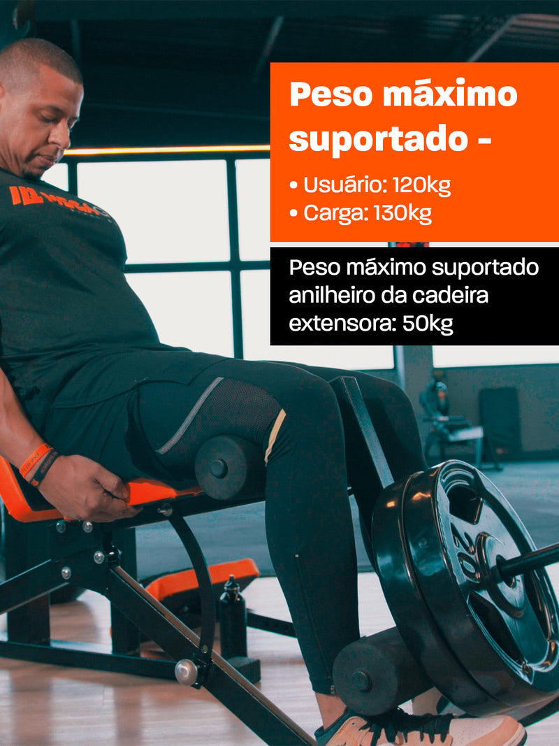 Banco Regulável 10x1 com Cadeira Extensora + Scot + Rack Agachamento
