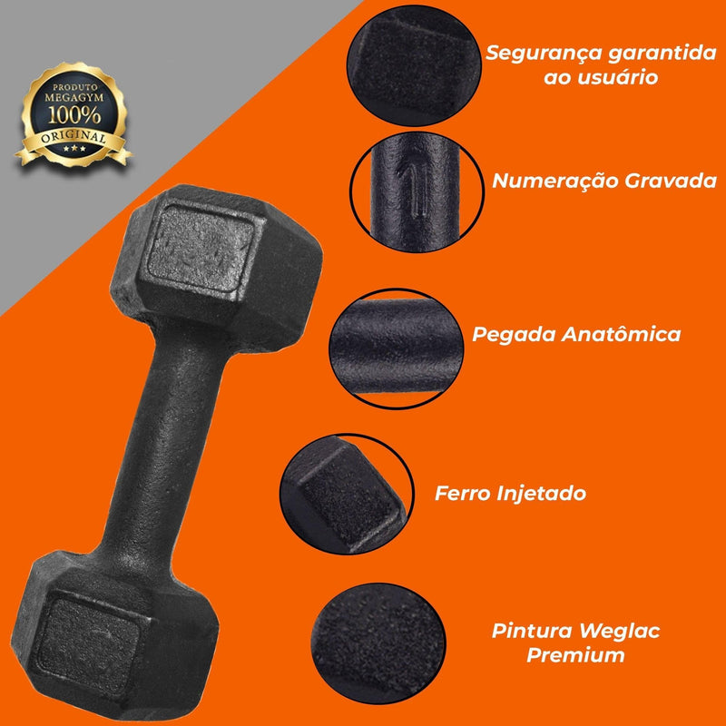 Halter Dumbbell Sextavado Pintado