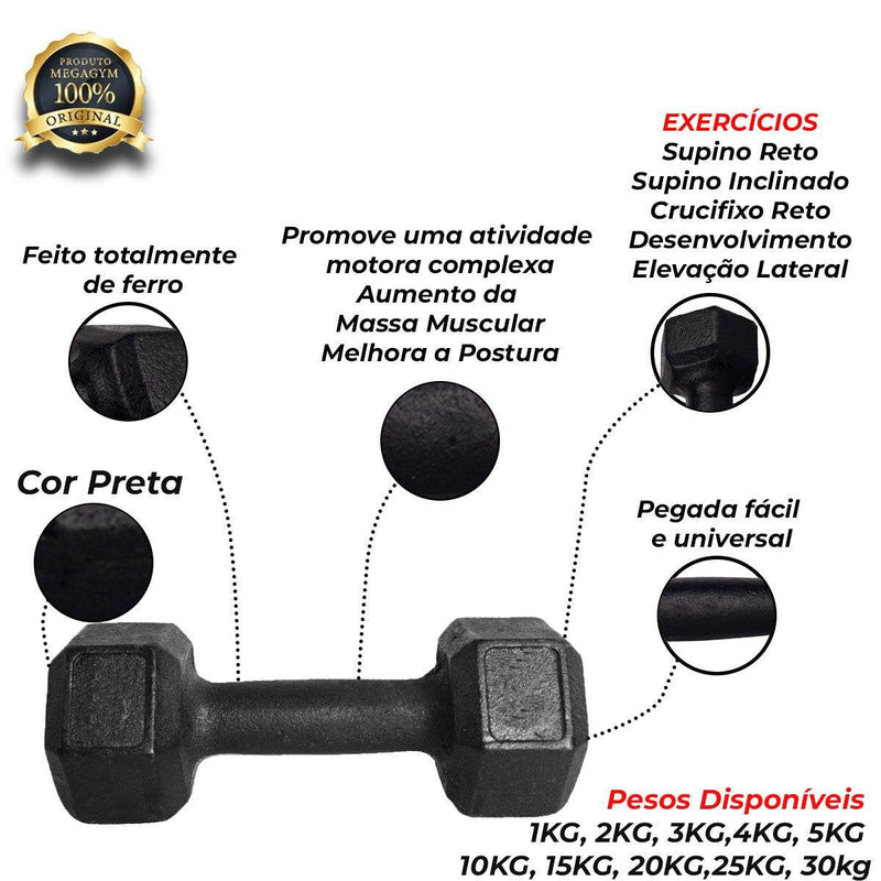 Halter Dumbbell Sextavado Pintado