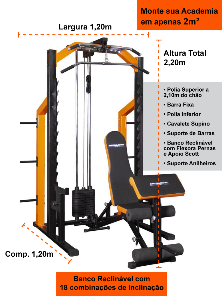 Kit 07 Estação De Musculação Mega Rack Full